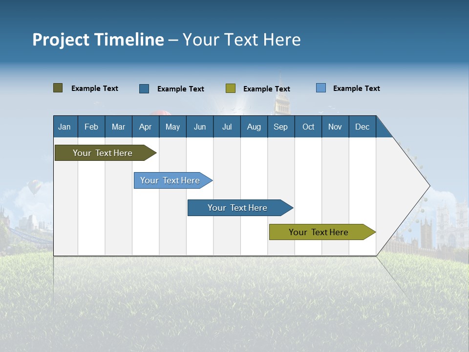 A Picture Of A City With A Hot Air Balloon In The Sky PowerPoint Template