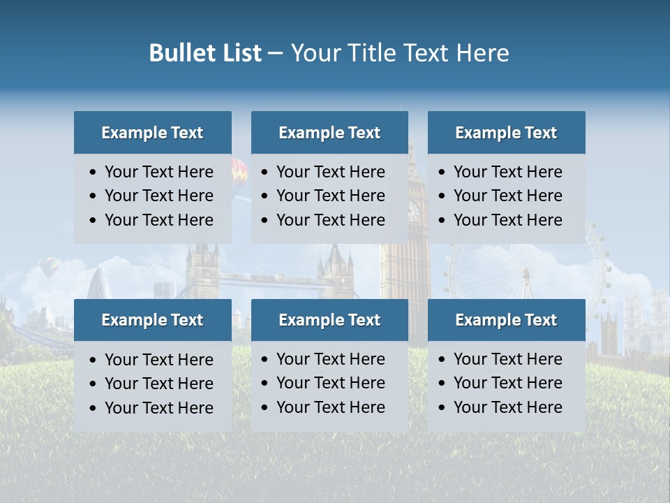 A Picture Of A City With A Hot Air Balloon In The Sky PowerPoint Template