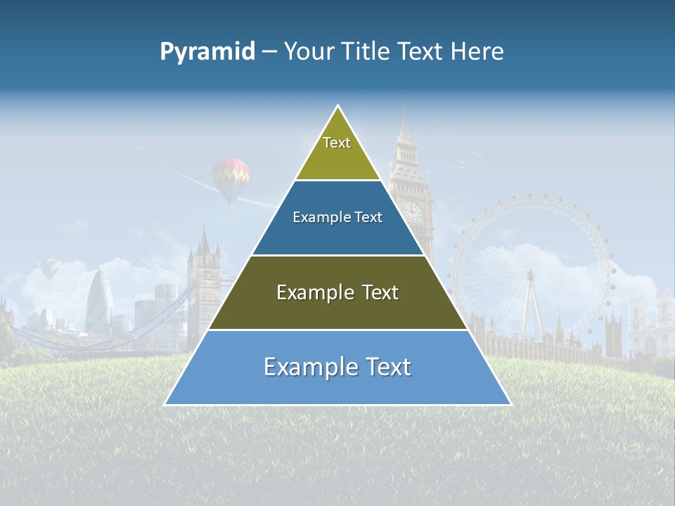 A Picture Of A City With A Hot Air Balloon In The Sky PowerPoint Template