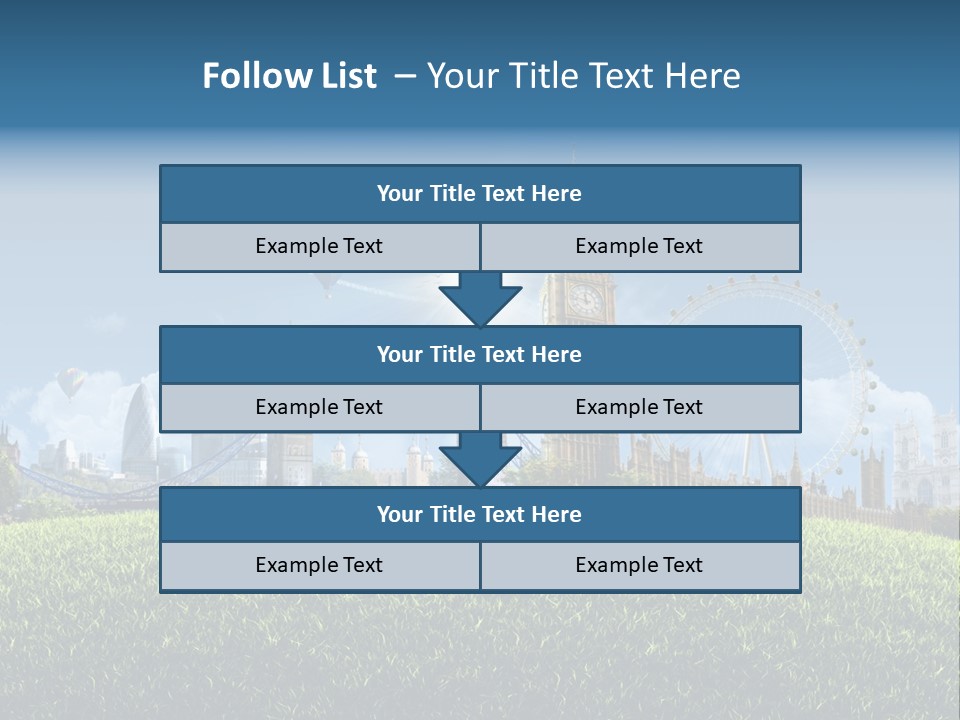 A Picture Of A City With A Hot Air Balloon In The Sky PowerPoint Template