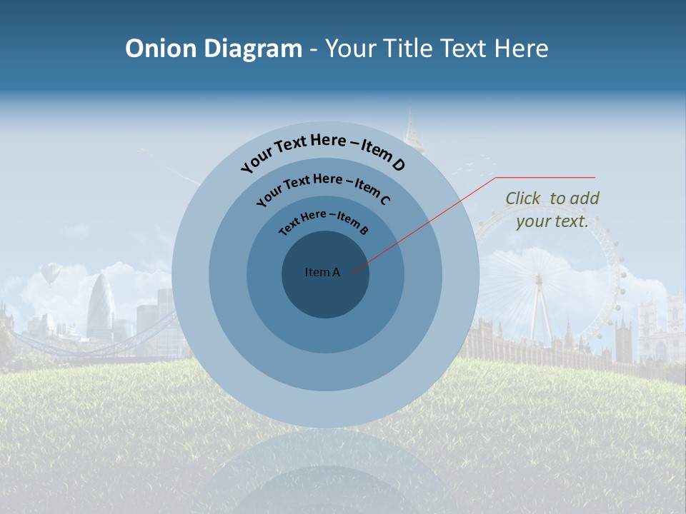 A Picture Of A City With A Hot Air Balloon In The Sky PowerPoint Template