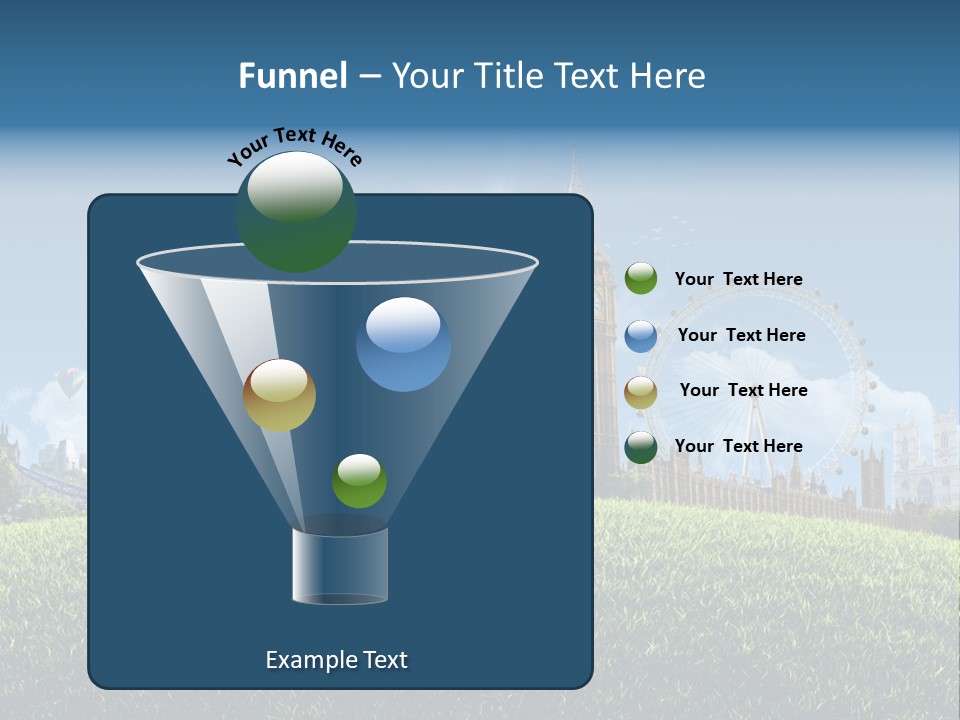 A Picture Of A City With A Hot Air Balloon In The Sky PowerPoint Template