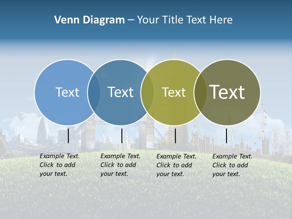 A Picture Of A City With A Hot Air Balloon In The Sky PowerPoint Template