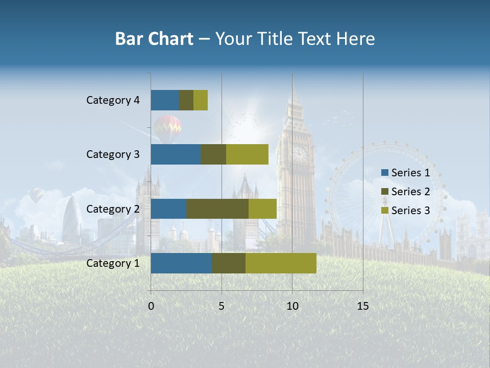 A Picture Of A City With A Hot Air Balloon In The Sky PowerPoint Template