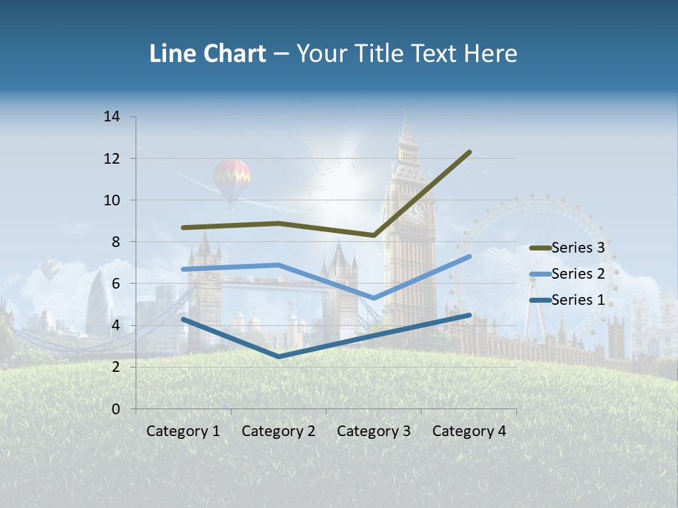A Picture Of A City With A Hot Air Balloon In The Sky PowerPoint Template