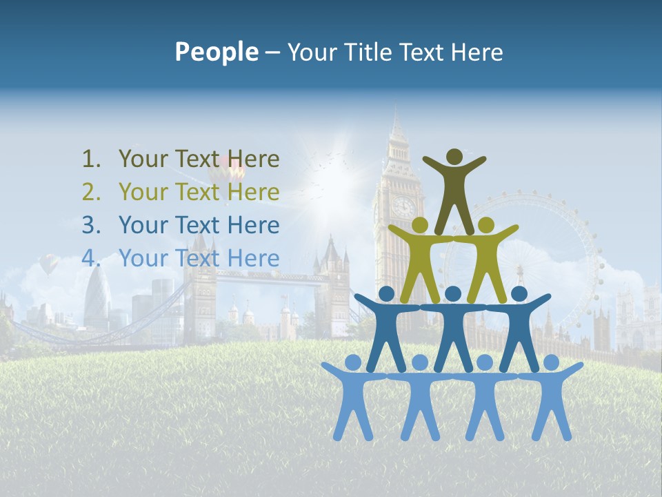 A Picture Of A City With A Hot Air Balloon In The Sky PowerPoint Template