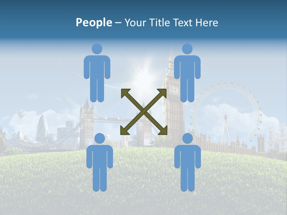 A Picture Of A City With A Hot Air Balloon In The Sky PowerPoint Template