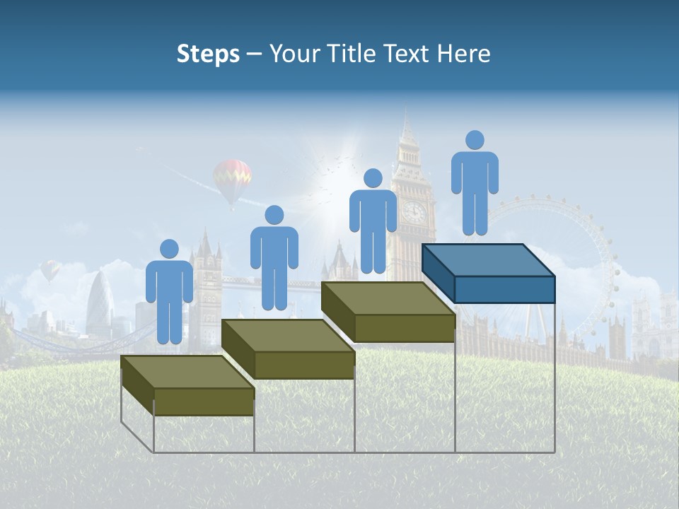 A Picture Of A City With A Hot Air Balloon In The Sky PowerPoint Template