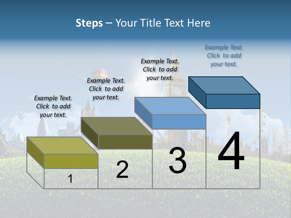A Picture Of A City With A Hot Air Balloon In The Sky PowerPoint Template
