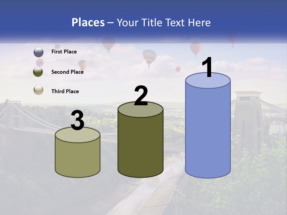 A Bridge With Hot Air Balloons Flying Over It PowerPoint Template