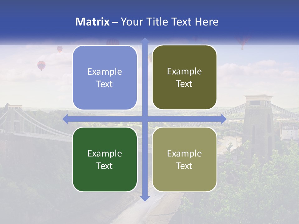 A Bridge With Hot Air Balloons Flying Over It PowerPoint Template