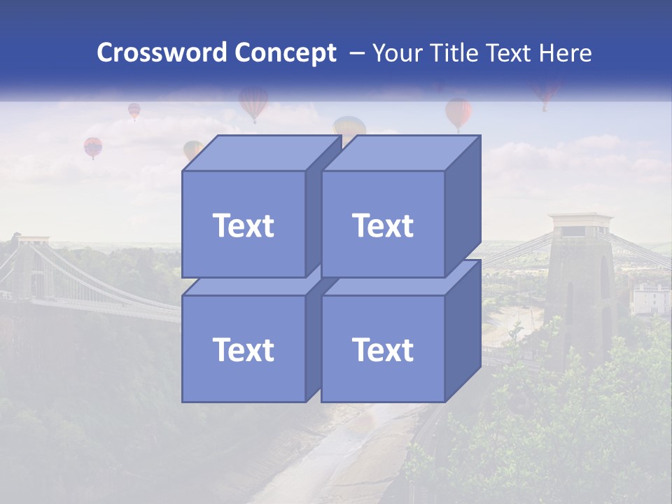 A Bridge With Hot Air Balloons Flying Over It PowerPoint Template