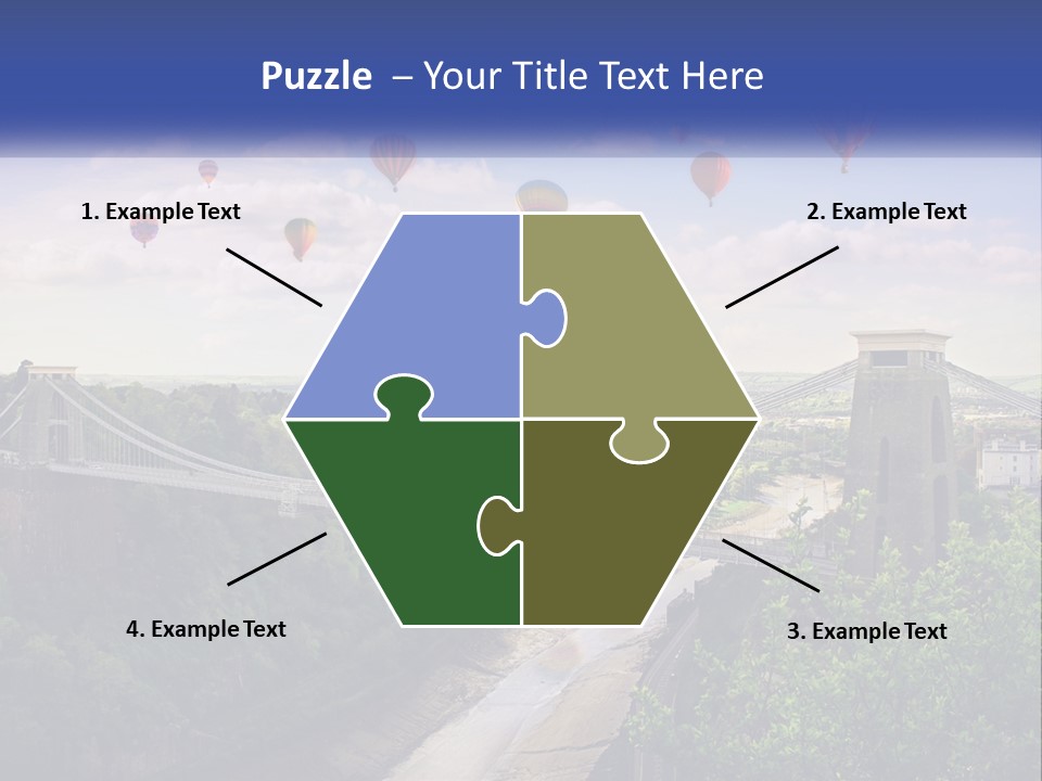 A Bridge With Hot Air Balloons Flying Over It PowerPoint Template