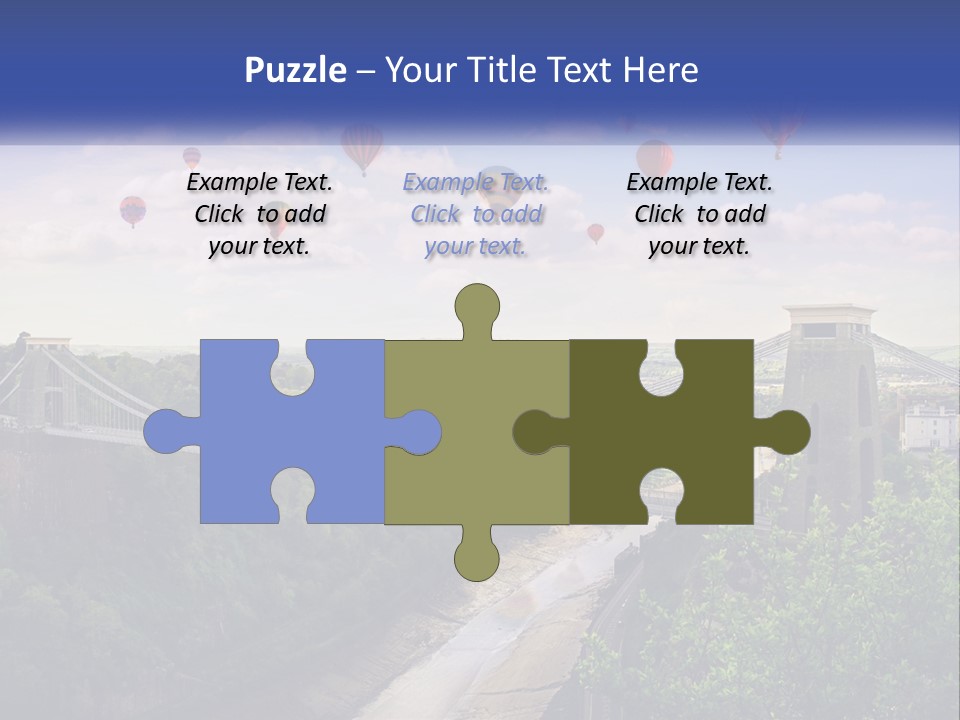 A Bridge With Hot Air Balloons Flying Over It PowerPoint Template