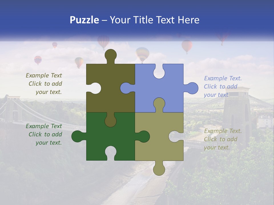 A Bridge With Hot Air Balloons Flying Over It PowerPoint Template