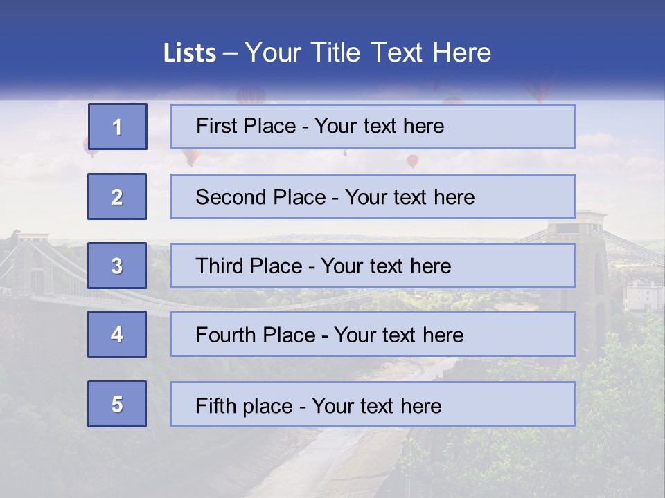 A Bridge With Hot Air Balloons Flying Over It PowerPoint Template