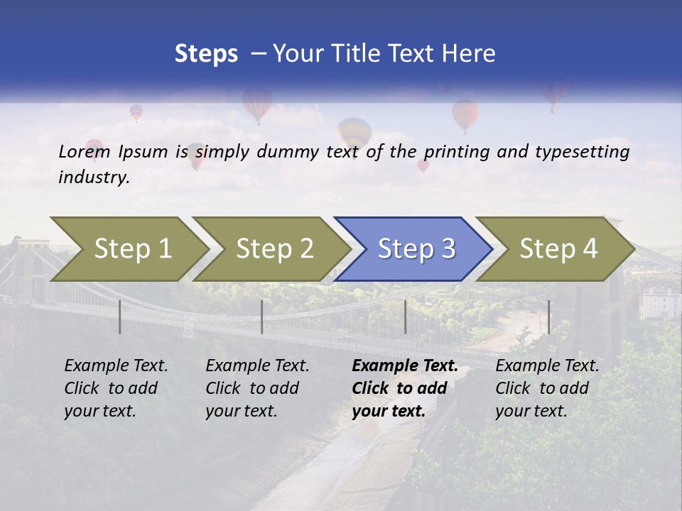 A Bridge With Hot Air Balloons Flying Over It PowerPoint Template
