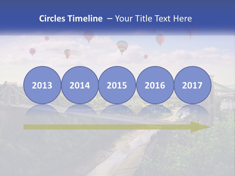 A Bridge With Hot Air Balloons Flying Over It PowerPoint Template