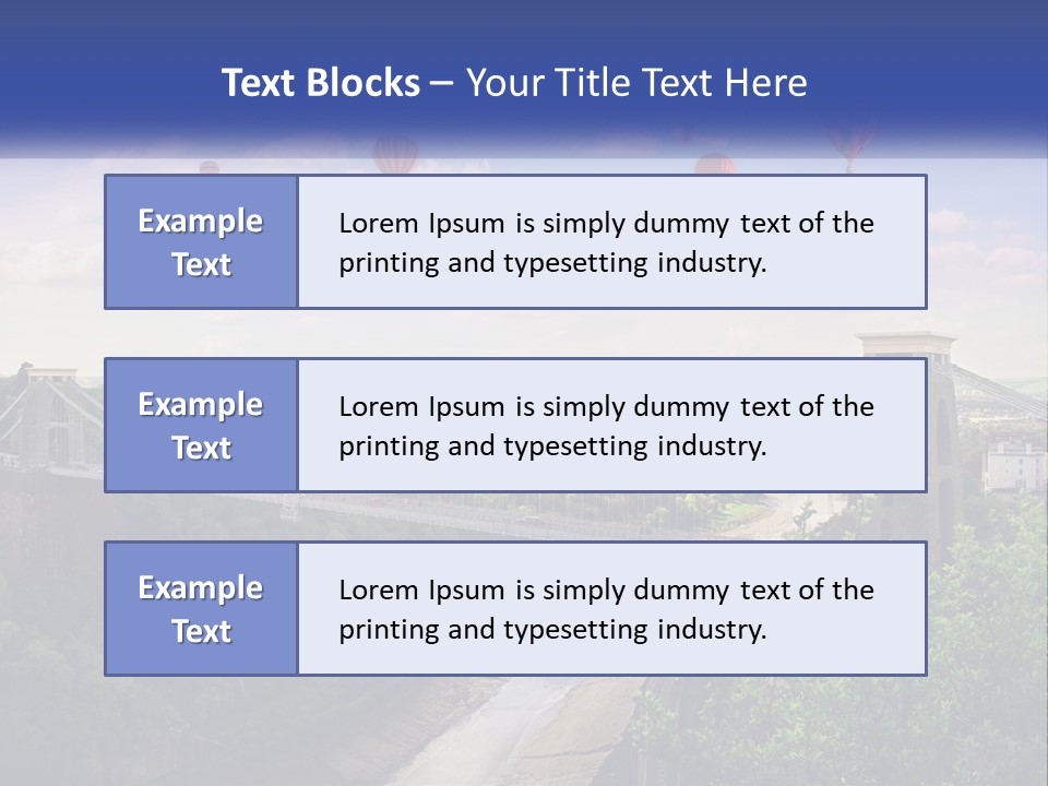 A Bridge With Hot Air Balloons Flying Over It PowerPoint Template