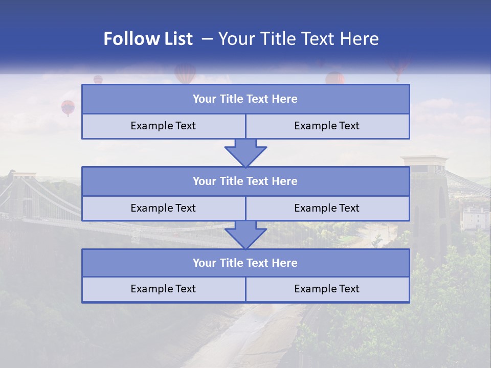 A Bridge With Hot Air Balloons Flying Over It PowerPoint Template