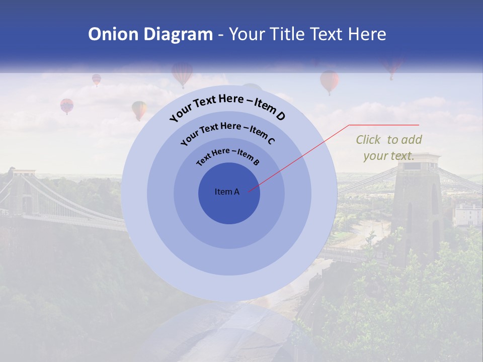 A Bridge With Hot Air Balloons Flying Over It PowerPoint Template