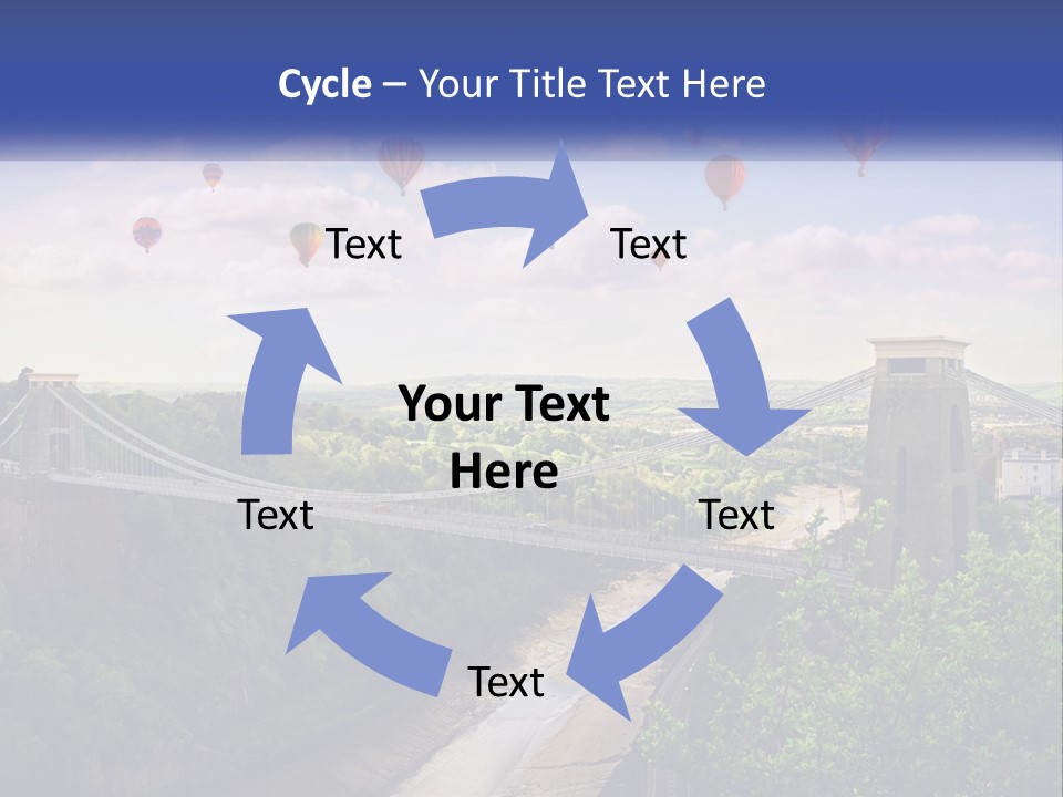 A Bridge With Hot Air Balloons Flying Over It PowerPoint Template