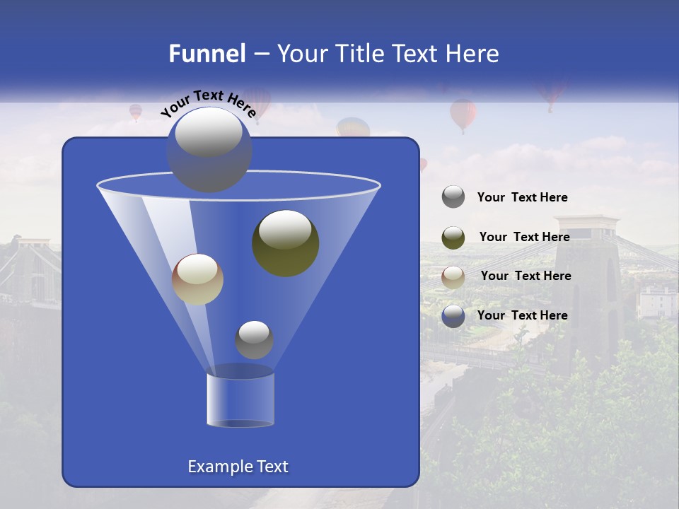 A Bridge With Hot Air Balloons Flying Over It PowerPoint Template