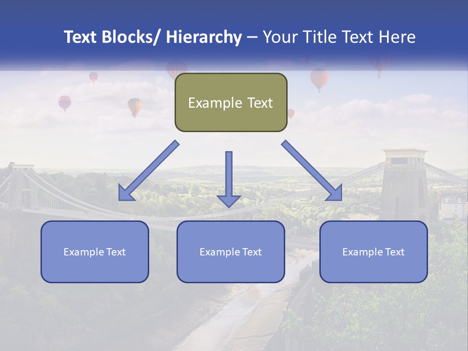 A Bridge With Hot Air Balloons Flying Over It PowerPoint Template
