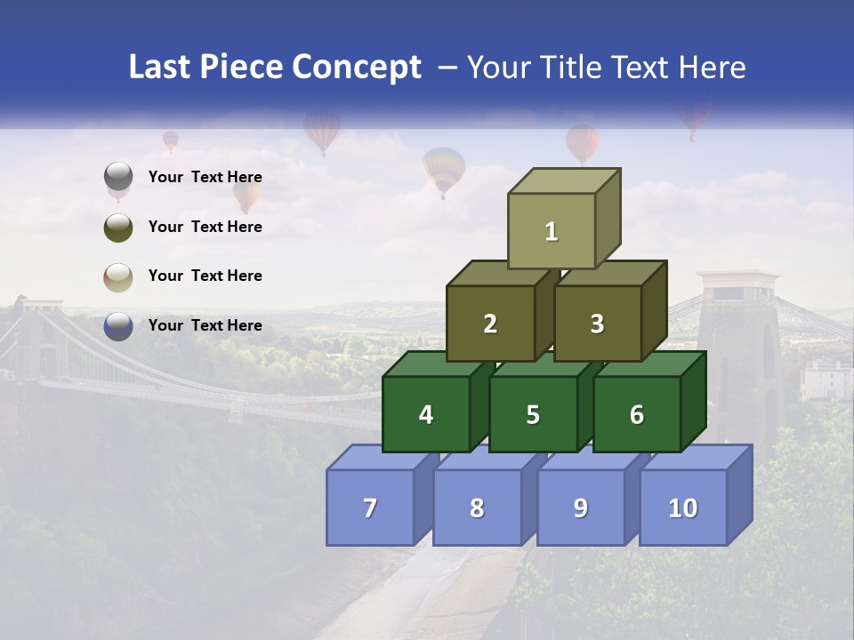 A Bridge With Hot Air Balloons Flying Over It PowerPoint Template