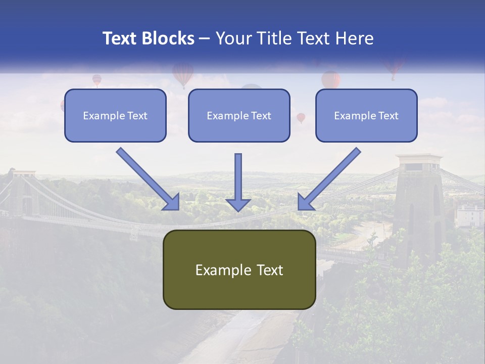 A Bridge With Hot Air Balloons Flying Over It PowerPoint Template