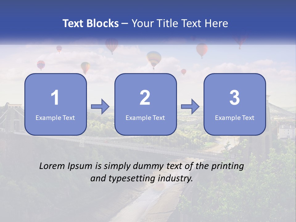 A Bridge With Hot Air Balloons Flying Over It PowerPoint Template