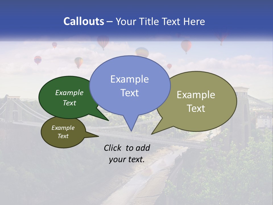 A Bridge With Hot Air Balloons Flying Over It PowerPoint Template