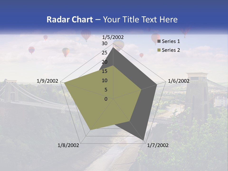 A Bridge With Hot Air Balloons Flying Over It PowerPoint Template