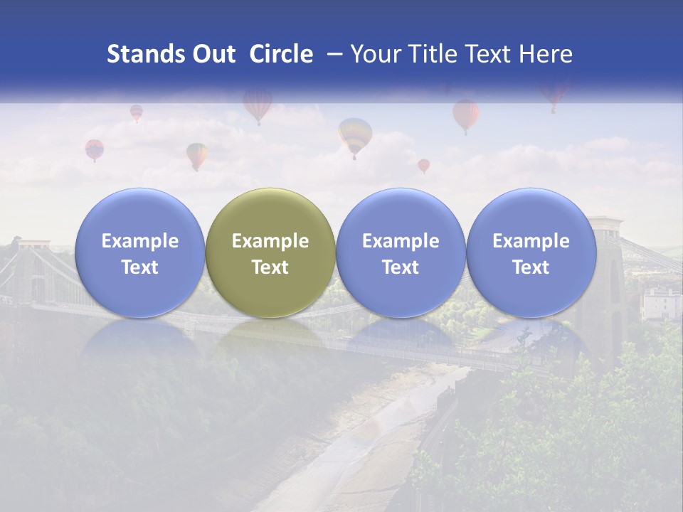 A Bridge With Hot Air Balloons Flying Over It PowerPoint Template