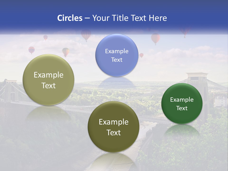 A Bridge With Hot Air Balloons Flying Over It PowerPoint Template