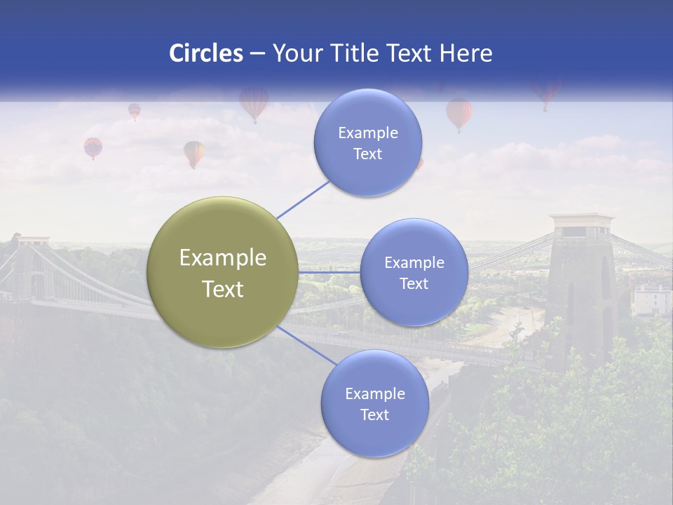 A Bridge With Hot Air Balloons Flying Over It PowerPoint Template