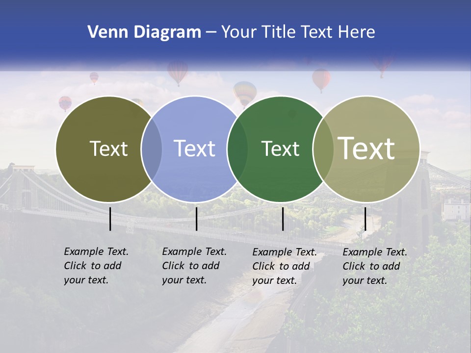 A Bridge With Hot Air Balloons Flying Over It PowerPoint Template