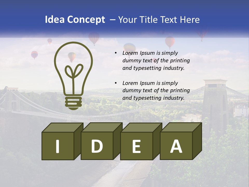 A Bridge With Hot Air Balloons Flying Over It PowerPoint Template