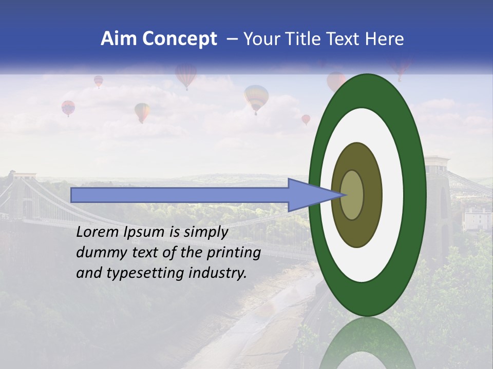 A Bridge With Hot Air Balloons Flying Over It PowerPoint Template