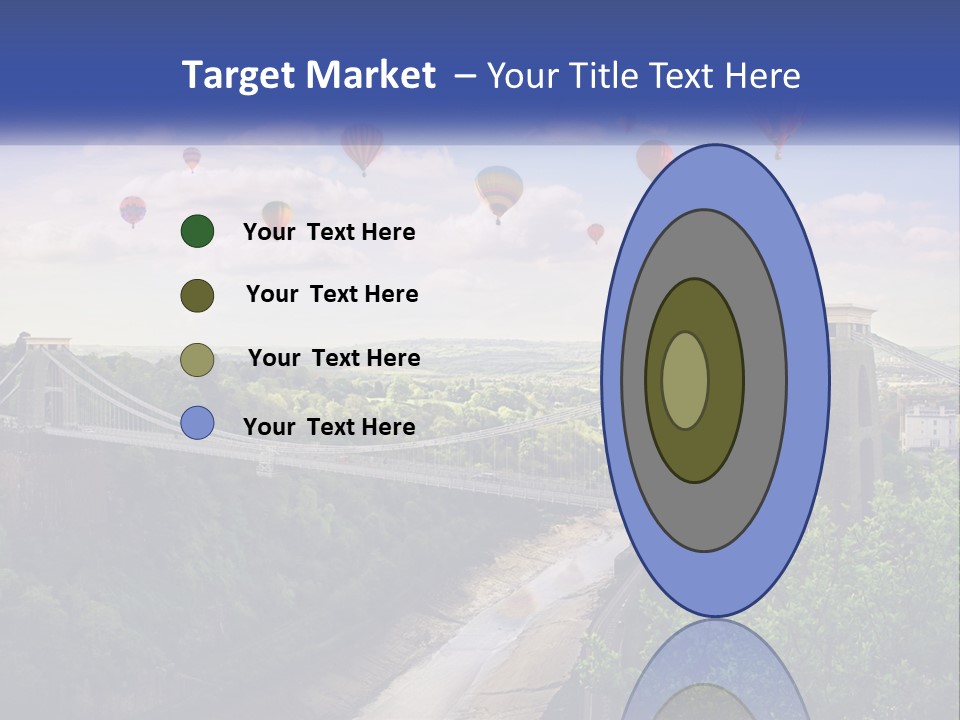 A Bridge With Hot Air Balloons Flying Over It PowerPoint Template