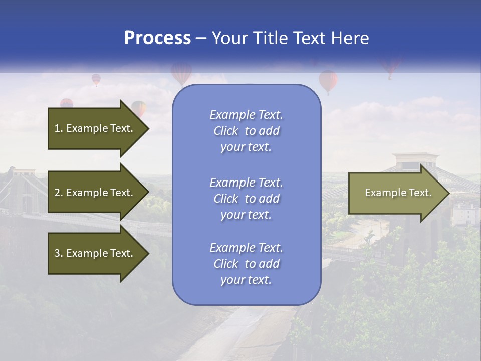 A Bridge With Hot Air Balloons Flying Over It PowerPoint Template