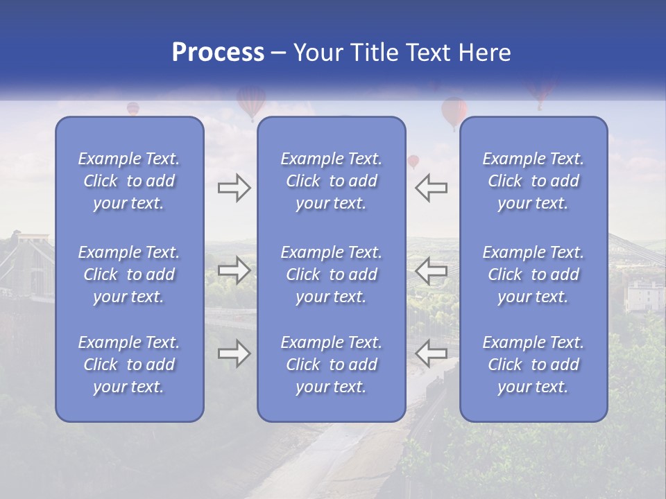 A Bridge With Hot Air Balloons Flying Over It PowerPoint Template