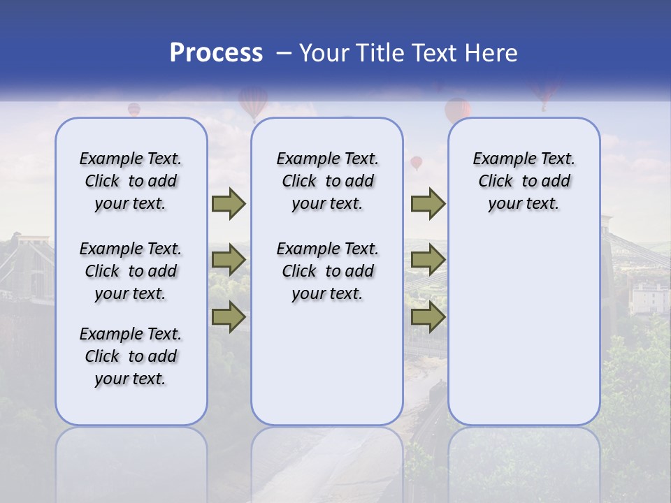 A Bridge With Hot Air Balloons Flying Over It PowerPoint Template