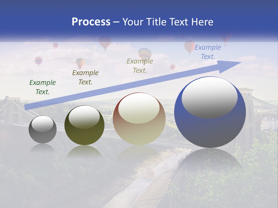 A Bridge With Hot Air Balloons Flying Over It PowerPoint Template