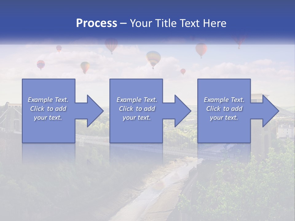 A Bridge With Hot Air Balloons Flying Over It PowerPoint Template