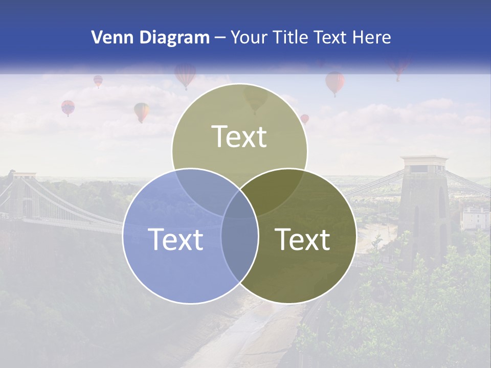 A Bridge With Hot Air Balloons Flying Over It PowerPoint Template