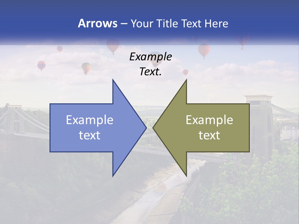 A Bridge With Hot Air Balloons Flying Over It PowerPoint Template