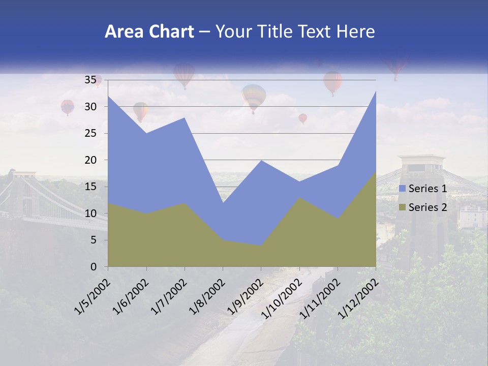 A Bridge With Hot Air Balloons Flying Over It PowerPoint Template