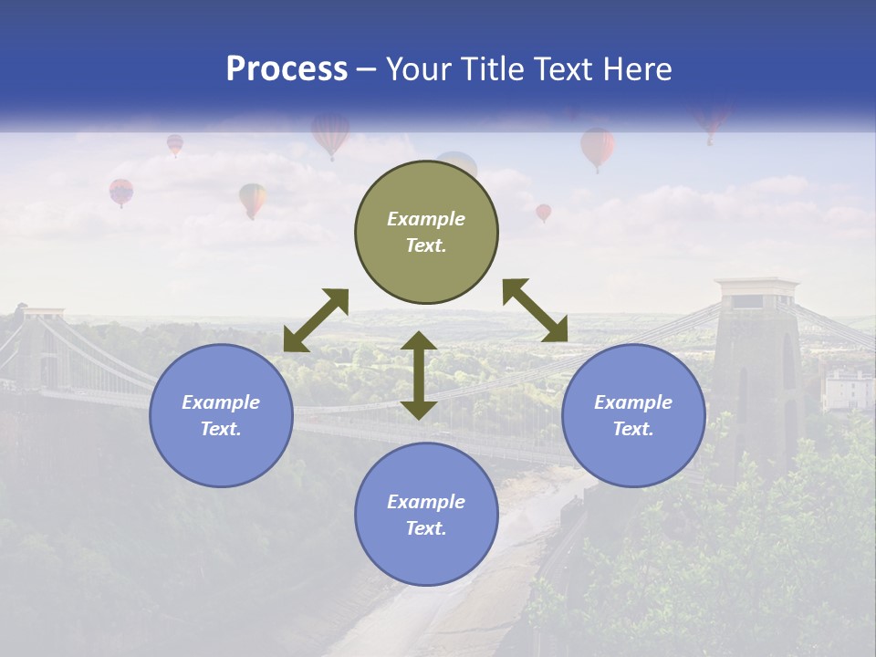 A Bridge With Hot Air Balloons Flying Over It PowerPoint Template