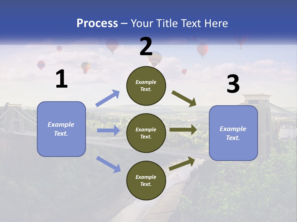 A Bridge With Hot Air Balloons Flying Over It PowerPoint Template
